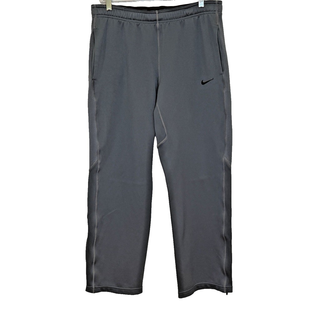 Nike Dri Fit Sweat Pants Mens Size Large Gray Elastic Waist Loose Fit Pockets